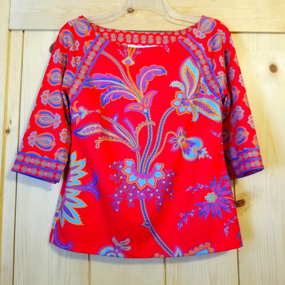 Gretchen Scott Red Floral Top